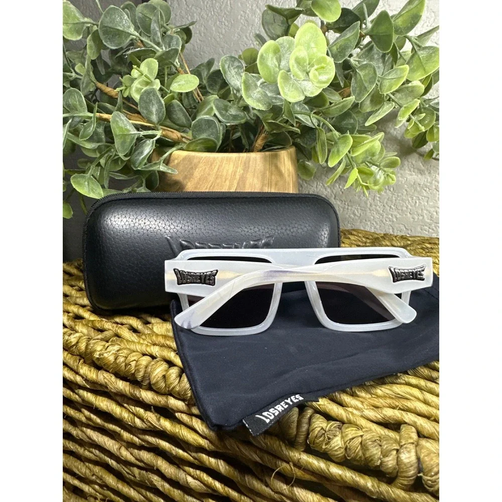 Losreyes Athena Sunglasses White Marble Square Shield Logo Streetwear with Case